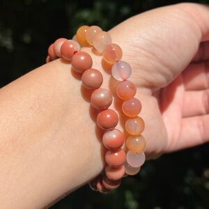 8mm stretchable jasper orange agate bracelet set‎